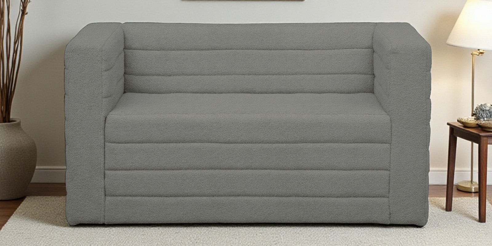 Remona Boucle Fabric 2 Seater Sofa in  Grey Colour