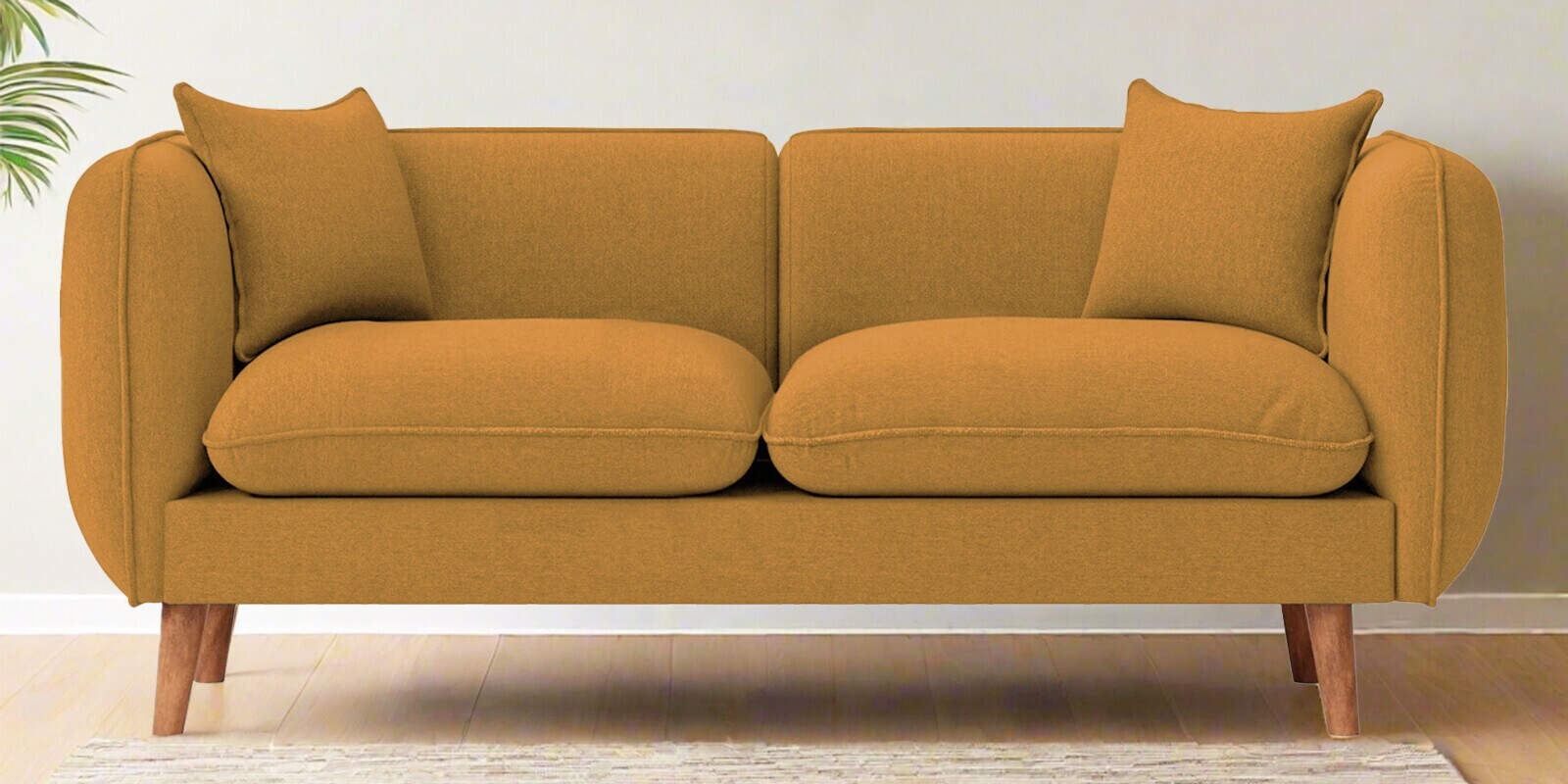 Reva Fabric 2 Seater Sofa in Corn Yellow Colour