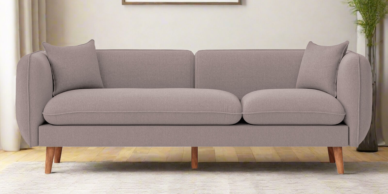 Reva Fabric 3 Seater Sofa in Almond Beige Colour