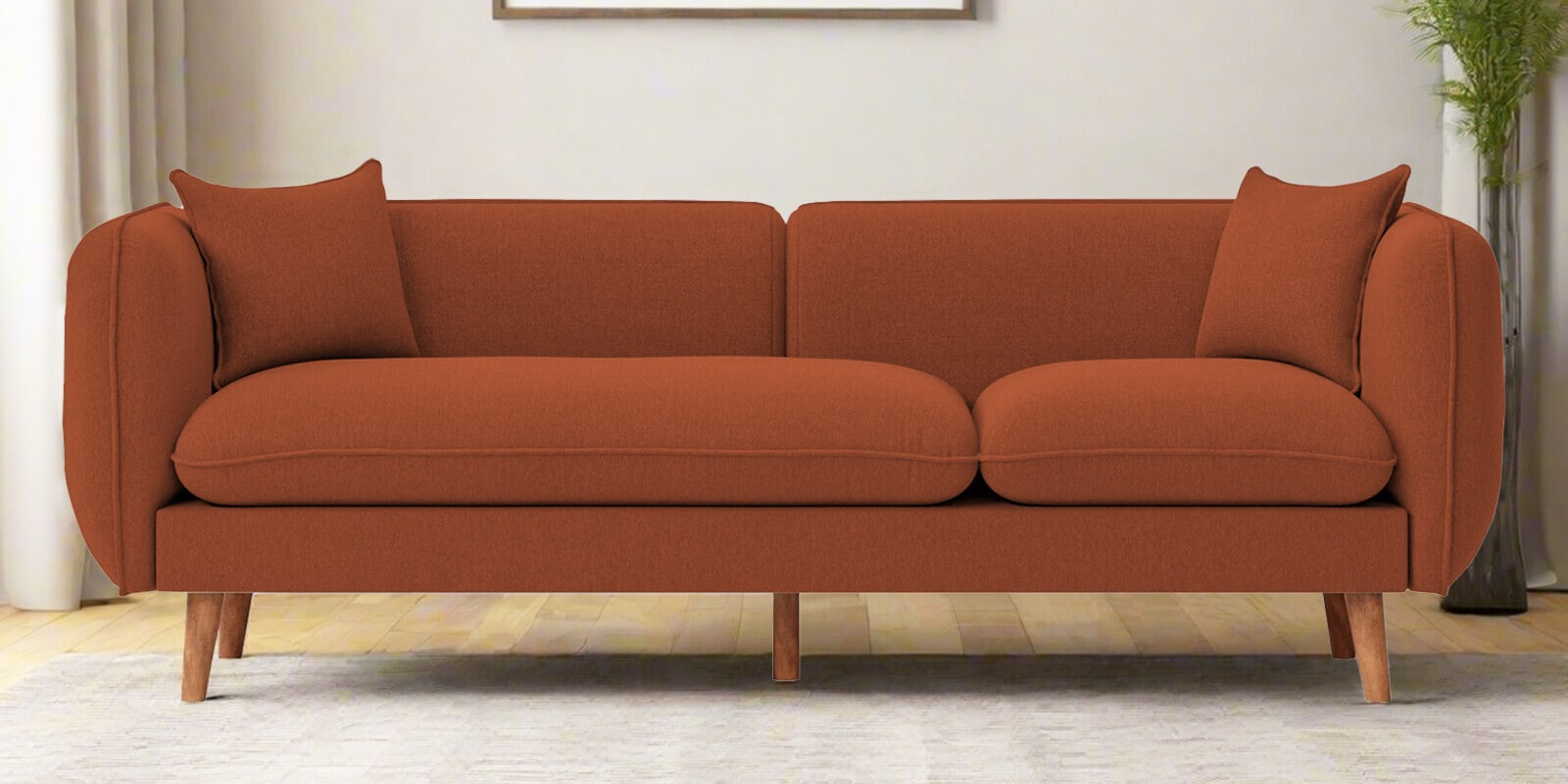 Reva Fabric 3 Seater Sofa in Royal Orange Colour