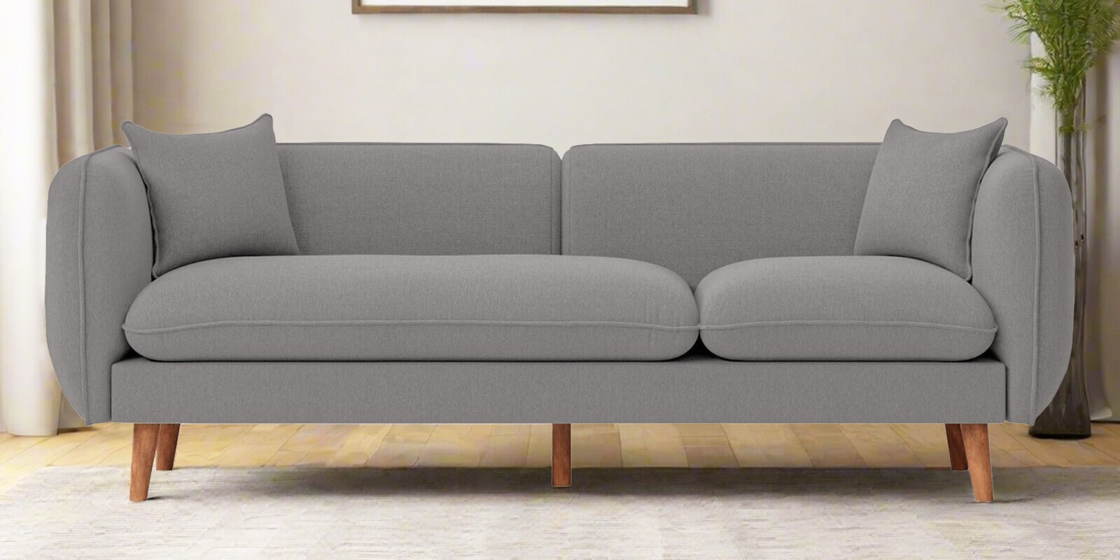 Reva Fabric 3 Seater Sofa in Silver Grey Colour