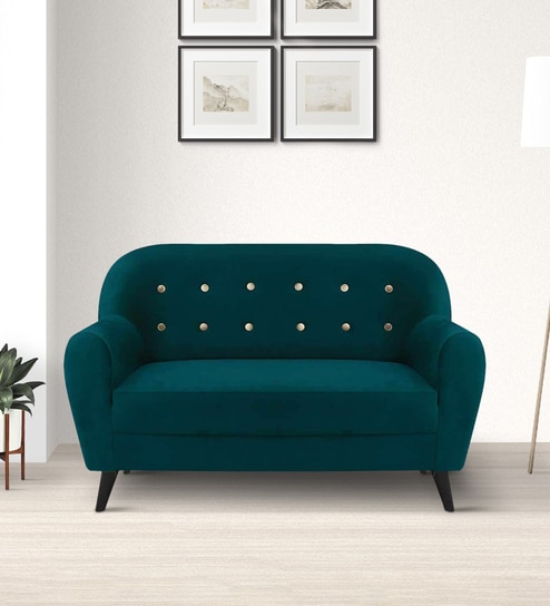 Rebecca Velvet 2 Seater Sofa in Green Colour