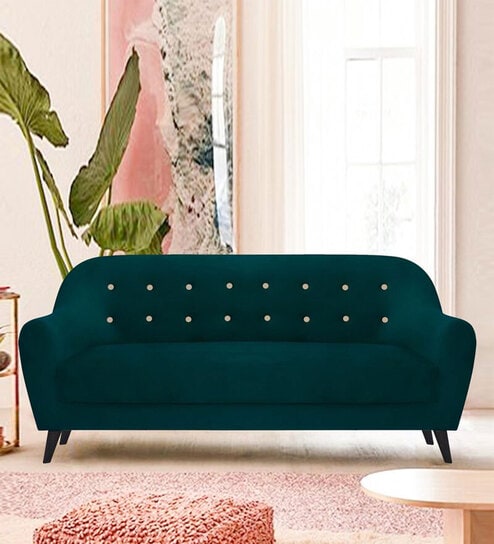 Rebecca Velvet 3 Seater Sofa in Green Colour