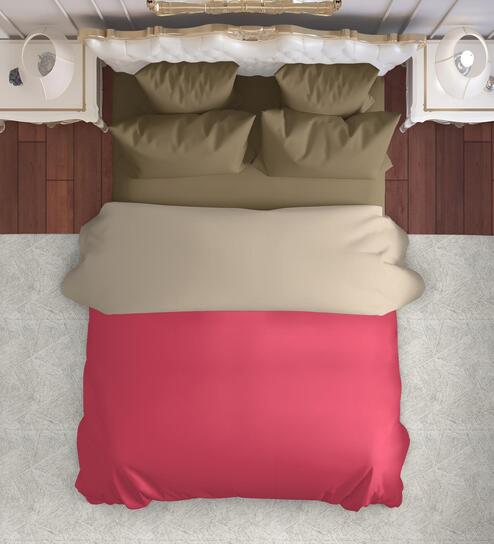Red And Beige Microfiber Solid Reversible 150 GSM Single Bed Comforter