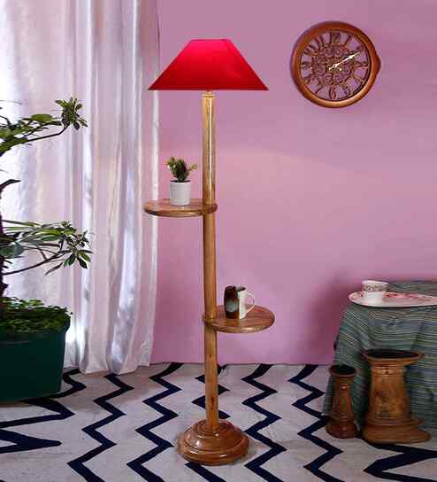 Red Cotton Coolie Floor Lamp