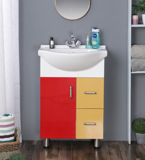 Red White Orange Pvc Floor Mounted Bathroom Vanity By Jj Sanitaryware