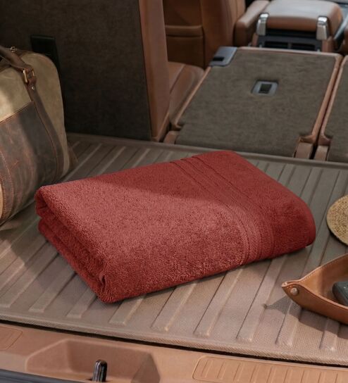 Red 100% Cotton 340 Gsm Car Towel
