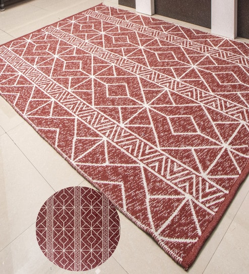 Red Abstract Pet Hand Woven Carpet