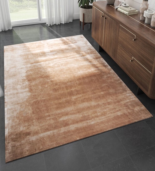 Red Abstract Viscose 5 ft X 8 ft Hand Tufted Rectangle Carpet
