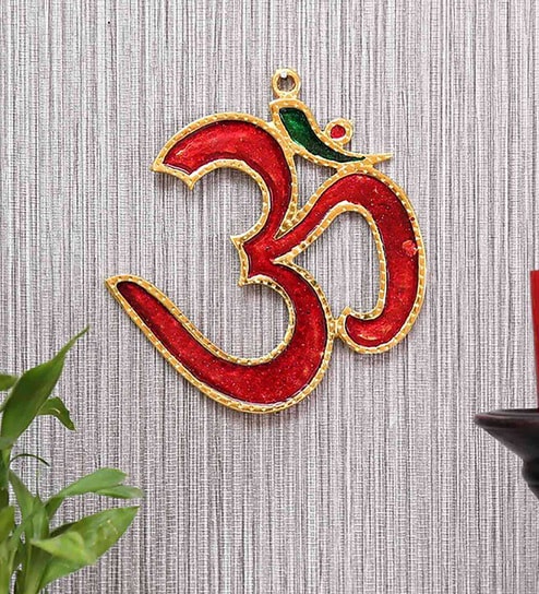 Aluminium Om Wall Art In Red