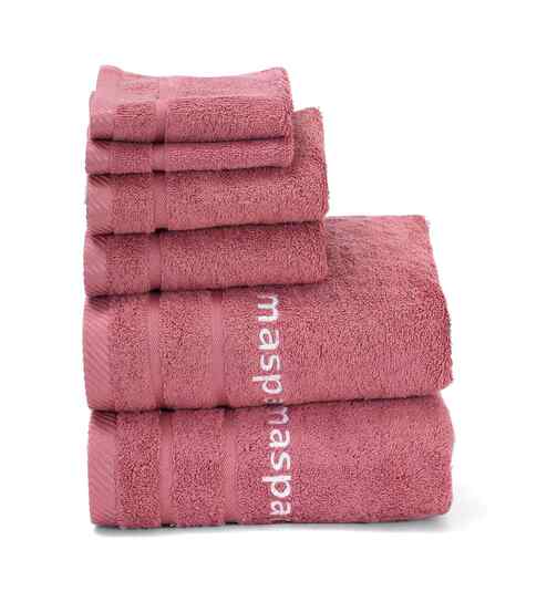 Red Bamboo Cotton Solid 650 GSM Bath Hand & Face Towel Set (6Pc)