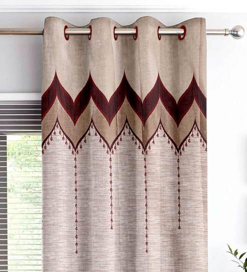 Buy Red Blackout Jacquard 5 Feet Window Curtain By Story Home