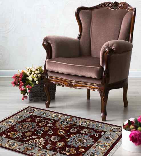 Red Persian Wool 2x3 Feet Handmade  Dhurrie