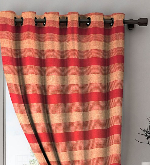 Buy Red Cotton Door Curtain By Neudis Online Geometric Door
