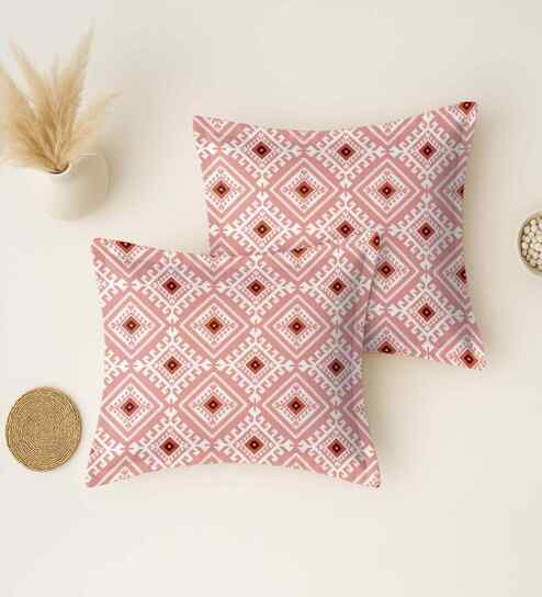 Red Cotton 27x18 Inches Pillow Covers (Set of 2)