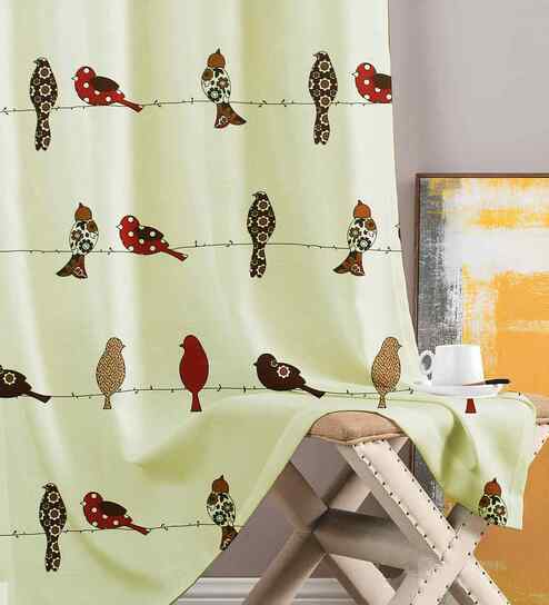 Red Cotton Animal 5ft Semisheer Eyelet Window Curtain (1 Pc)