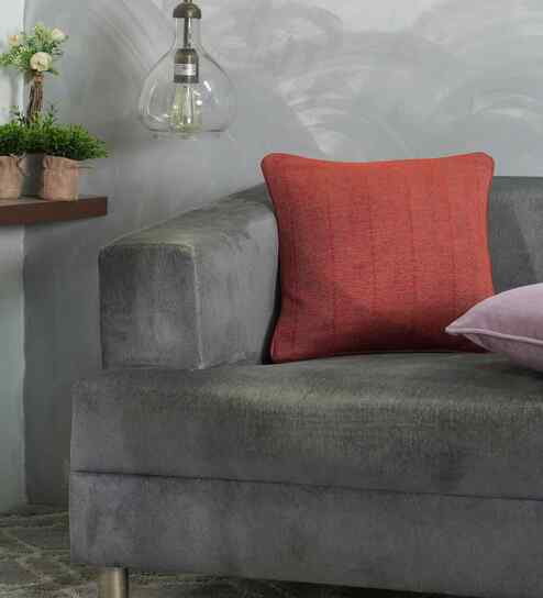 Red Cotton Polyester Solid 12x12 inches Square Cushion Cover