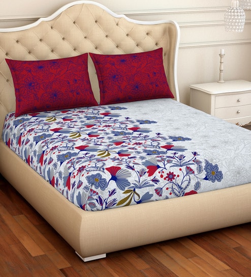 Buy Cotton 144tc Double Bedsheet With 2 Pillow Covers By Core