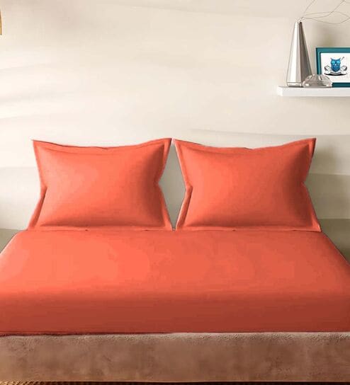 Red Cotton Solid 210TC Plain Set of 2 Pillow Covers