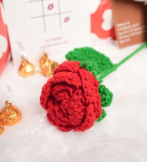 Red Rose Crochet Flower