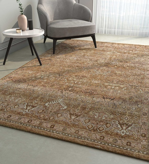 Red Distressed Wool 8 ft x 10 ft Hand Knotted Carpet