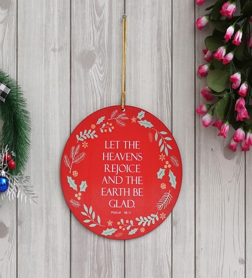 Red Engineered Wood Christman Quote Wall Hanging