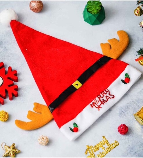 Red Fabric Claus Christmas Cap