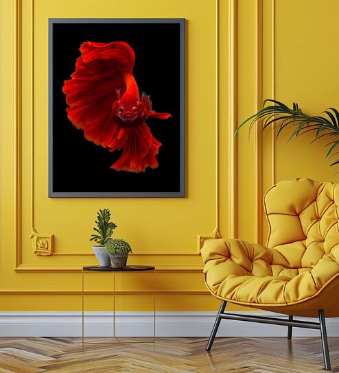 Red Fish Printed Aclyric Wall Art