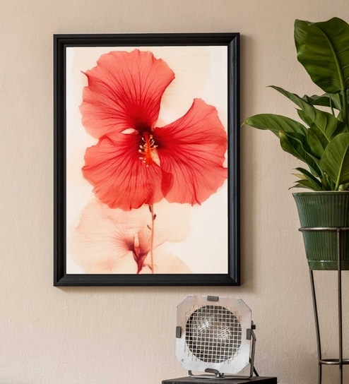 Red Flower Printed Aclyric Wall Art