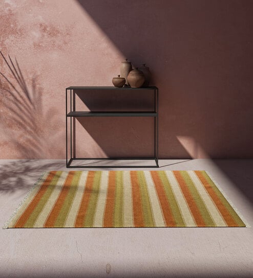 Red Geometrical Wool 4 ft X 6 ft Rectangle Flat Weaves