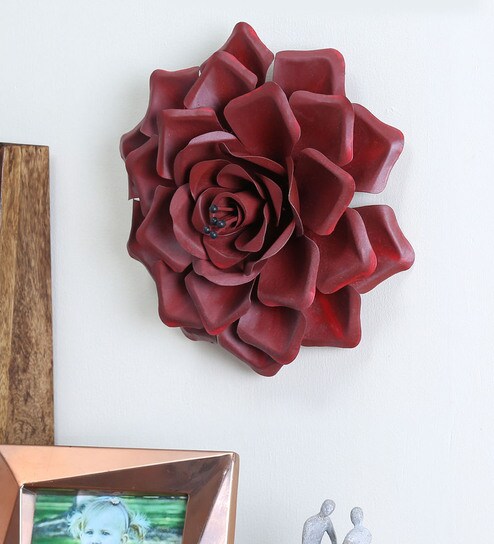 Buy Red Metal Decorative Metal Flowers Wall Hanging By La Stella