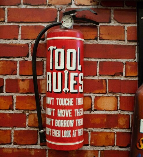 Red Metal Prop Extinguisher - Tool Rules Wall Decor