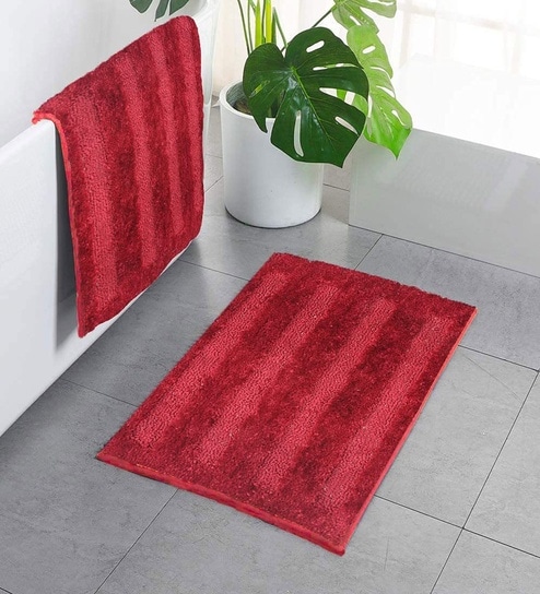 Red Microfiber 16x24 Inches Ultra Soft Bath Mat