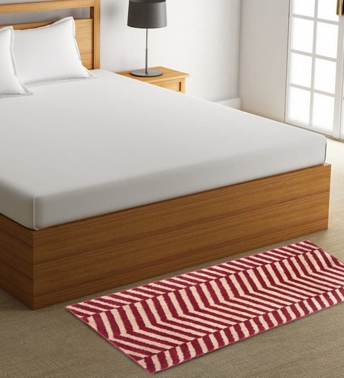 Red Microfiber 55 x 22 Inches Machine Made Floor Runner