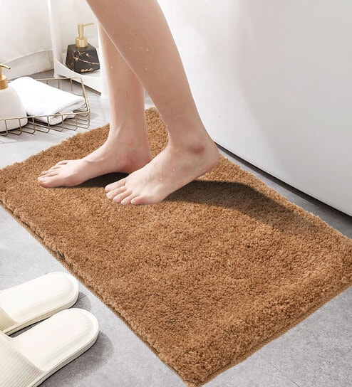 Brown Microfiber AntiSkid 16 X 24 Inches Bath Mat