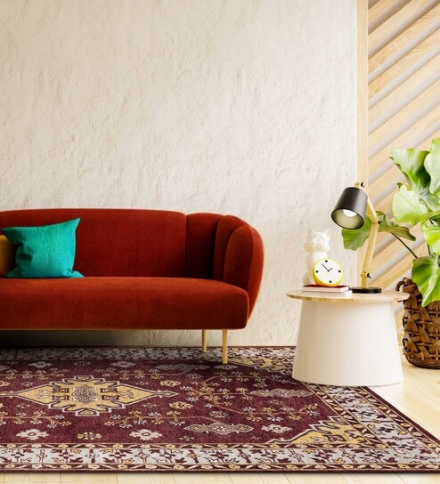 Red Persian Woolen Blend 5 x 7 Feet Hand Tufted Carpet