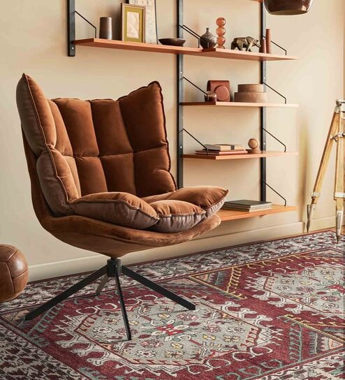 Red Persian Woolen Blend 6 x 9 Feet Hand Tufted Carpet