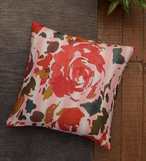 Red Abstract Fabric 16 x 16 Inches Cushion Cover