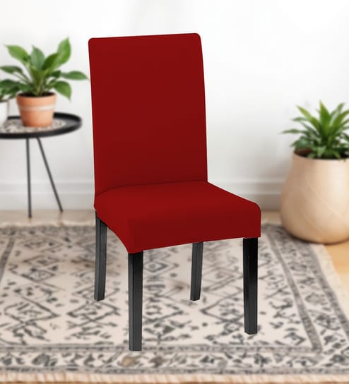 Red Polycotton Solid 14x18 Inches Chair Covers  (1 piece)