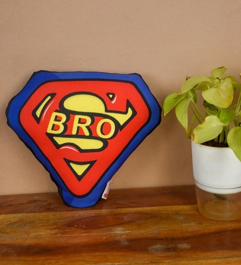 Red Polycotton Super Bro Shaped Cushion