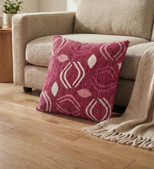 Red Polyester Abstract 16x16 inches Cushion Cover