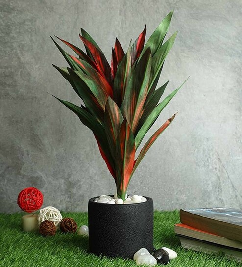 Red Polyester Artificial Dracaena Plant Without Pot