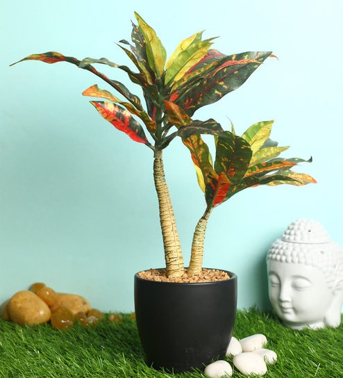 Red Polyester Artificial Plant With pot