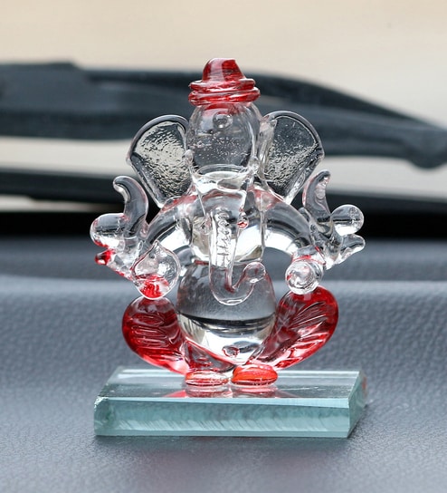 Red Polyresin Ganesha Showpiece By eCraftIndia