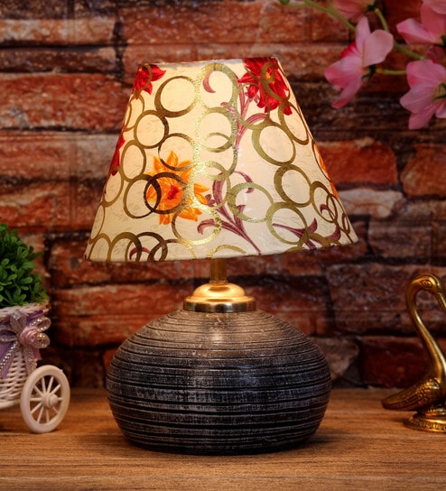 Multicolor Shade Table Lamp With Terracotta Base By Foziq