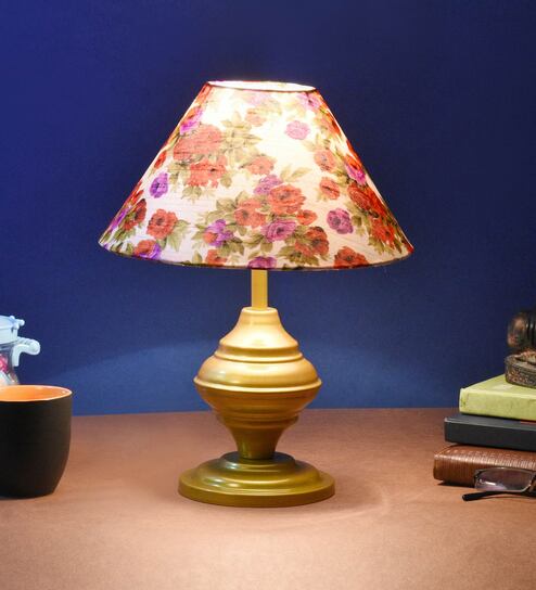 Multicolor Shade Table Lamp With Metal Base By Foziq