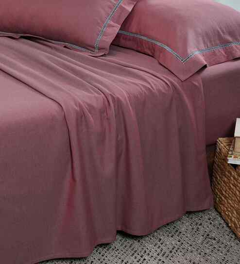 Red Solid 300 TC Cotton King Size Bed Sheet with 2 Pillow Covers 24 Collection
