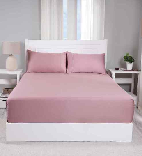 Red Solid 300 TC Cotton Single Bed Sheet with 1 Pillow Cover 24 Collection