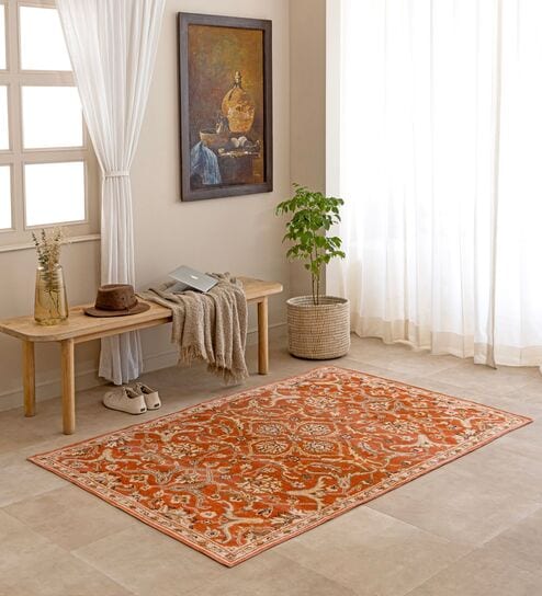 Red Traditional Hand Woven 5 Ft X 3 Ft  Dhurrie