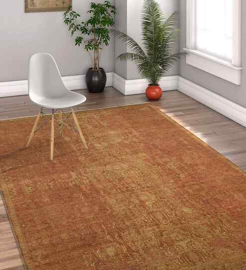 Red Traditional Raw Handspun NZ  Wool 2x3 Feet Handmade  Dhurrie